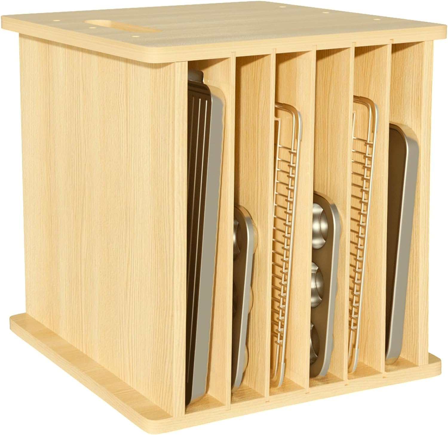 Kitchen Cabinet Baking Sheet Organizer - Wooden Bakeware Tray Divider Organizer, Vertical