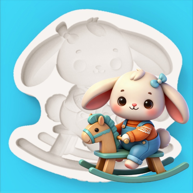 Silicone Cake Mold - Silicone Mold with Cheerful Rabbit Design