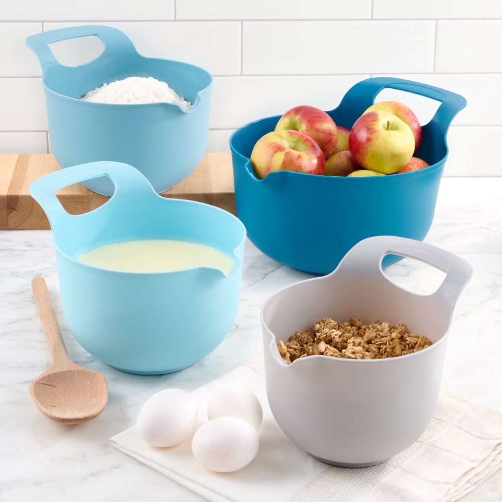 Kitchen Baking Utensil - Nesting Plastic Mixing Bowls Set of