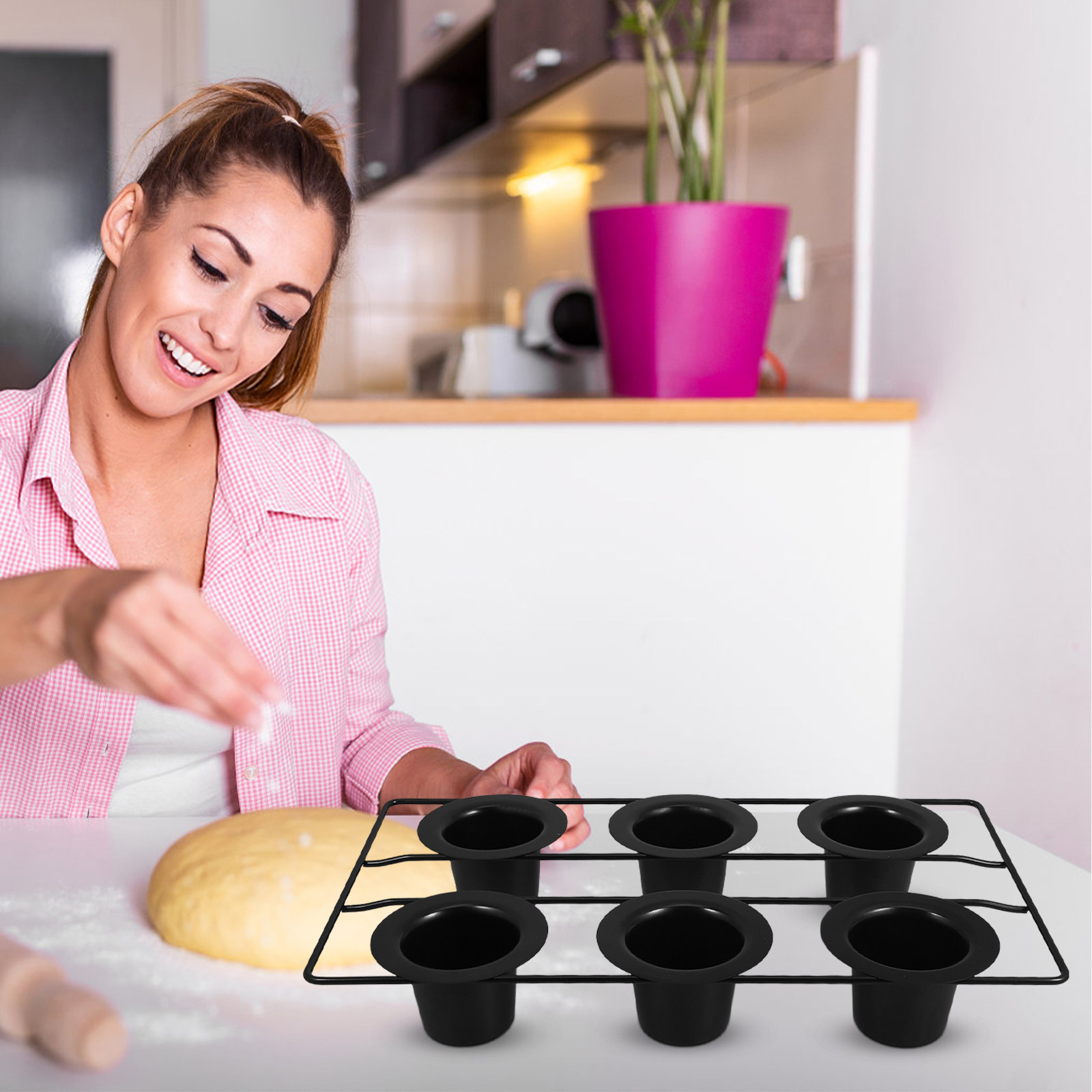 6-Cup Robust Black Carbon Stee - Muffin Tin Nonstick ulasan dan harga