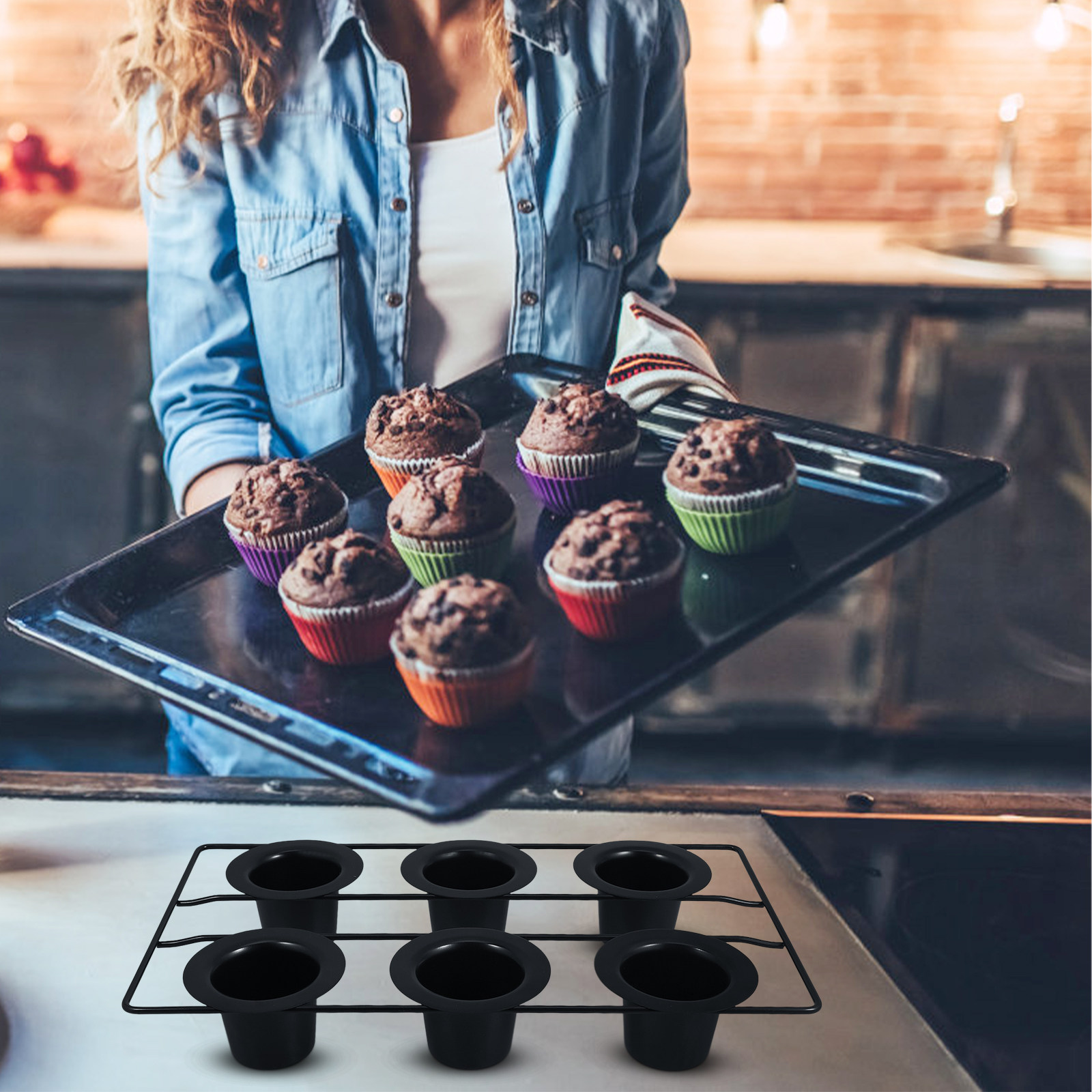 6-Cup Robust Black Carbon Stee - Muffin Tin Nonstick ulasan dan harga