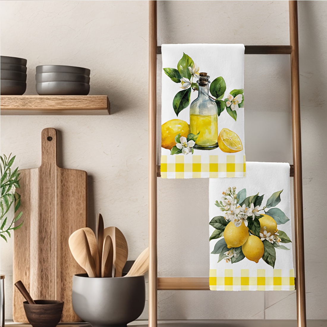 2Pcs, Lemon Floral Pattern Kit - Kitchen And Baking Life ulasan dan harga