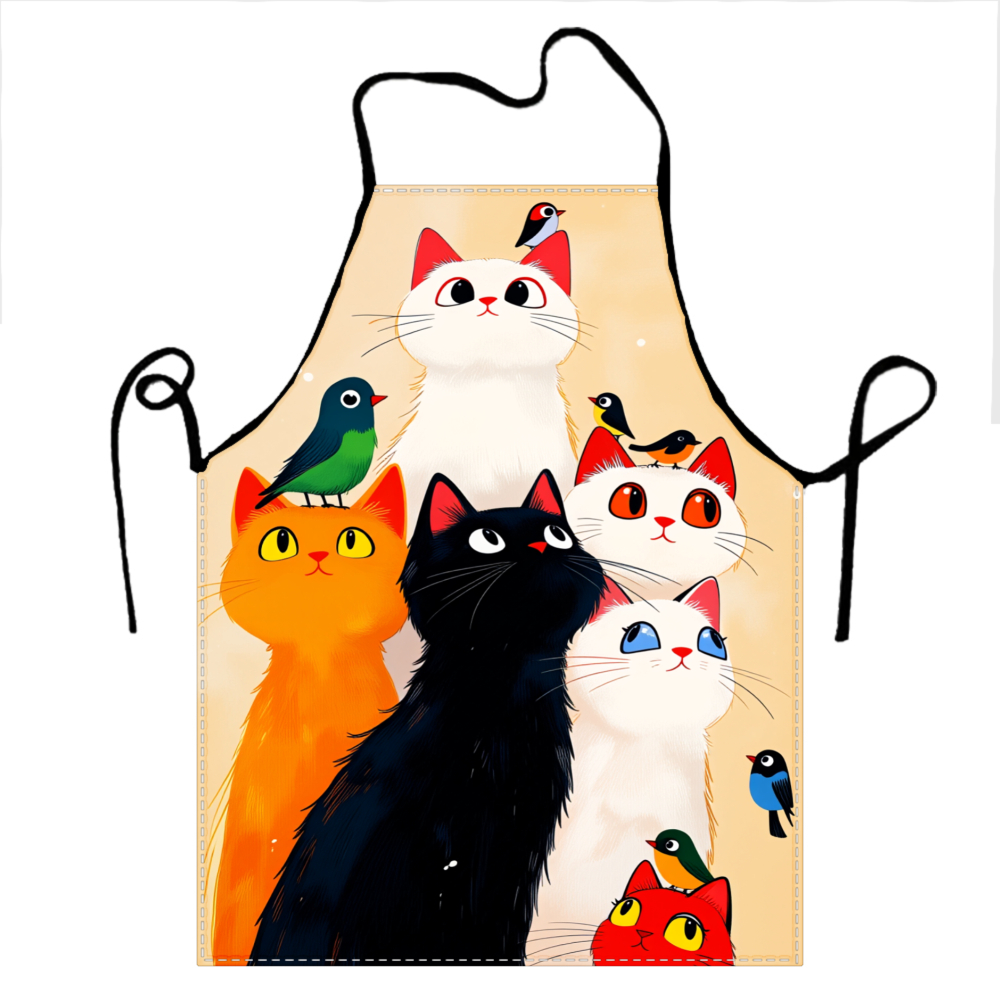 Cute Cats And Birds Apron For  - Kitchen Baking Gift Ideas ulasan dan harga