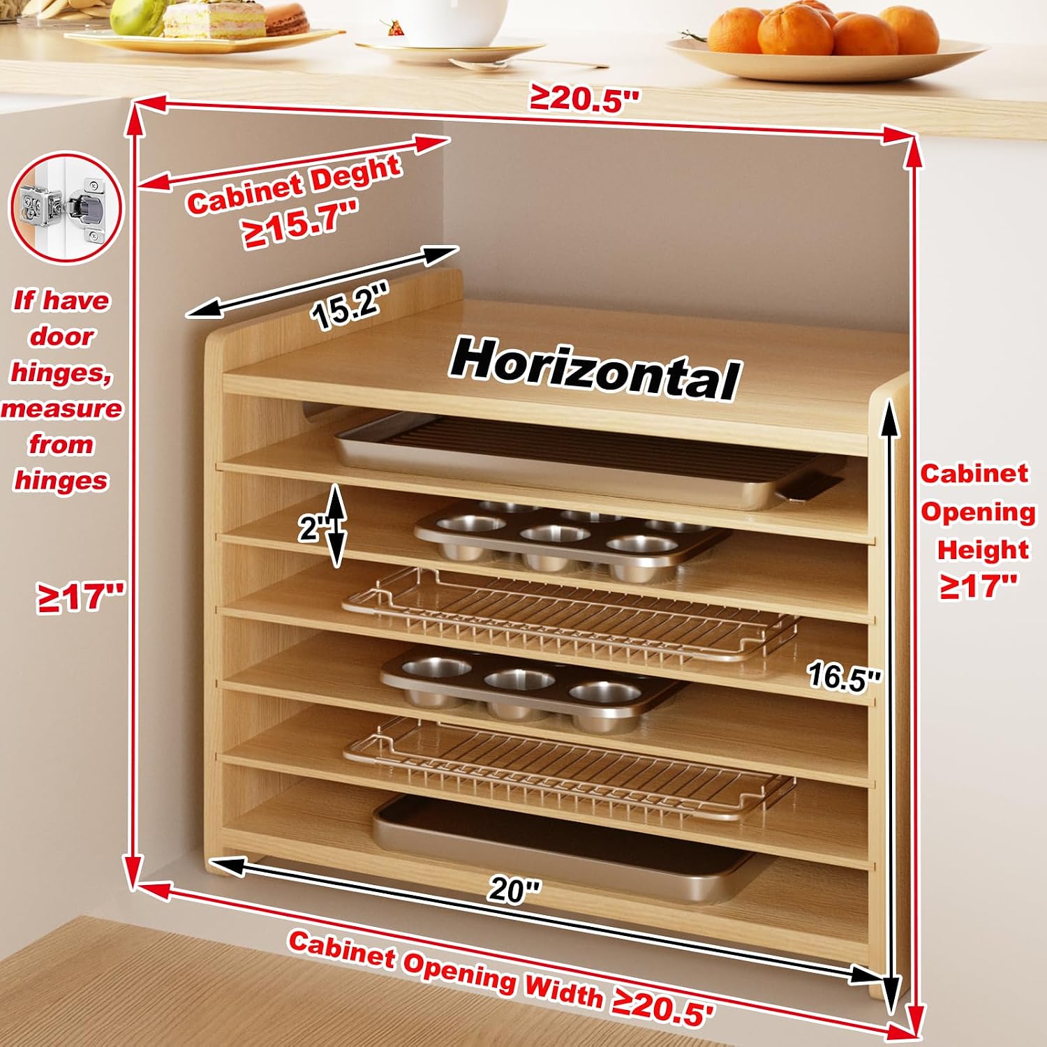 Wooden Bakeware Tray Divider O - Kitchen Cabinet Baking Sheet Organizer ulasan dan harga