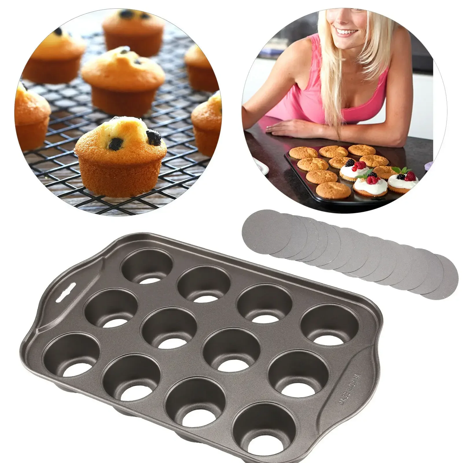 12 Mini Baking Cheese Cake Cup - Muffin Tin Nonstick ulasan dan harga
