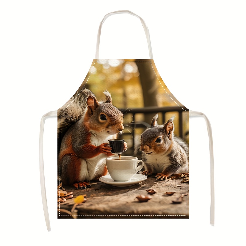 Linen Apron Squirrel Coffee Sc - Kitchen Baking Gift Ideas ulasan dan harga