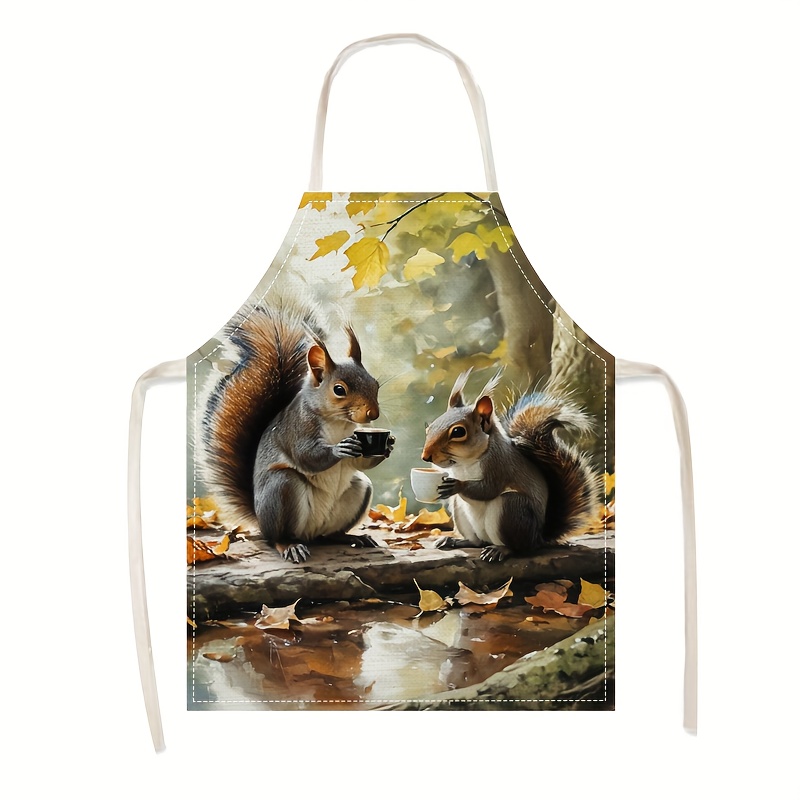 Linen Apron Squirrel Coffee Sc - Kitchen Baking Gift Ideas ulasan dan harga