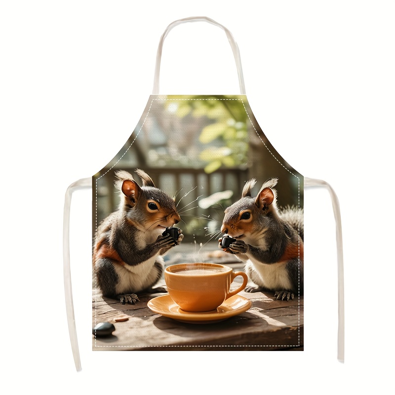 Linen Apron Squirrel Coffee Sc - Kitchen Baking Gift Ideas ulasan dan harga
