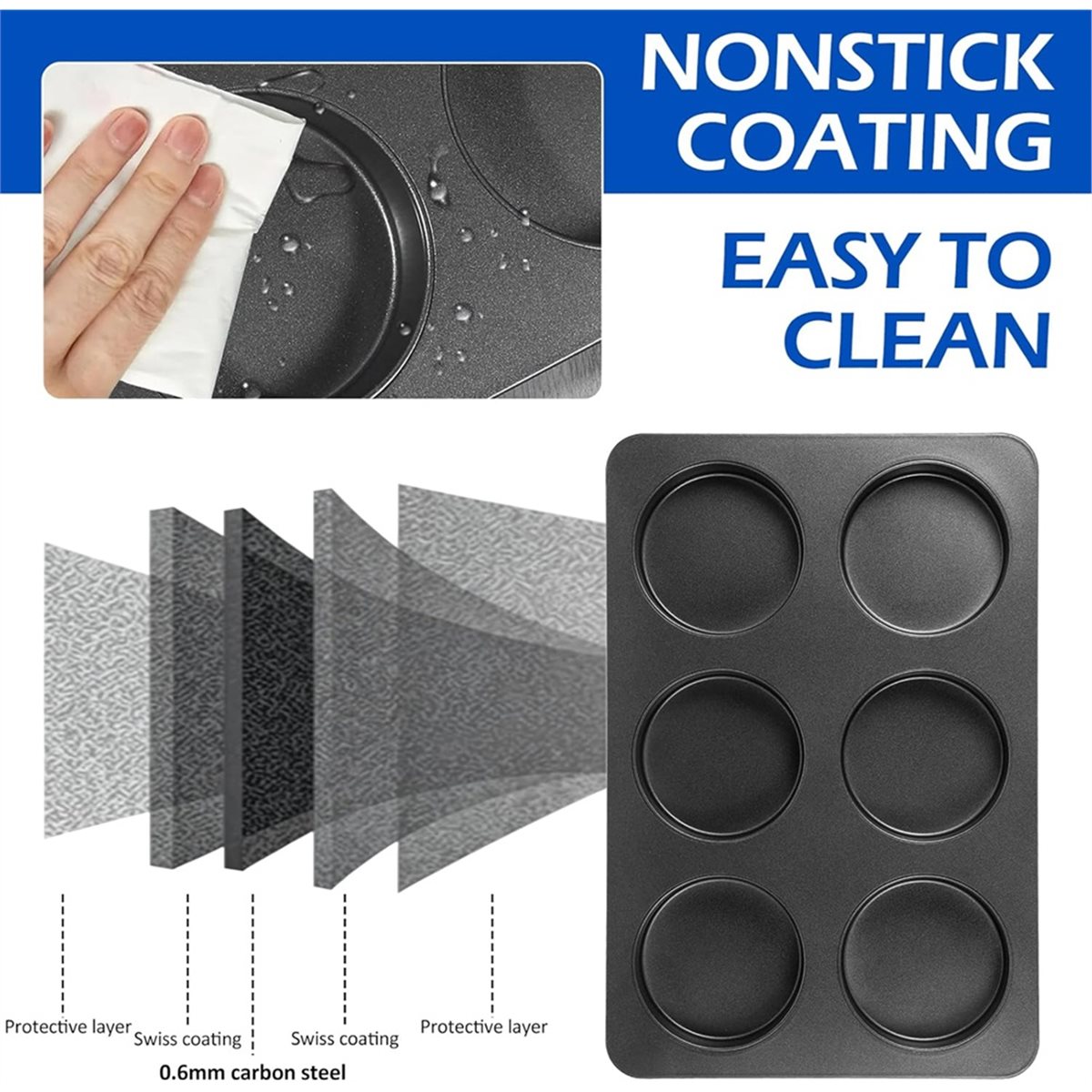 A67T NEW 6 Cup Straight Side J - Muffin Tin Nonstick ulasan dan harga