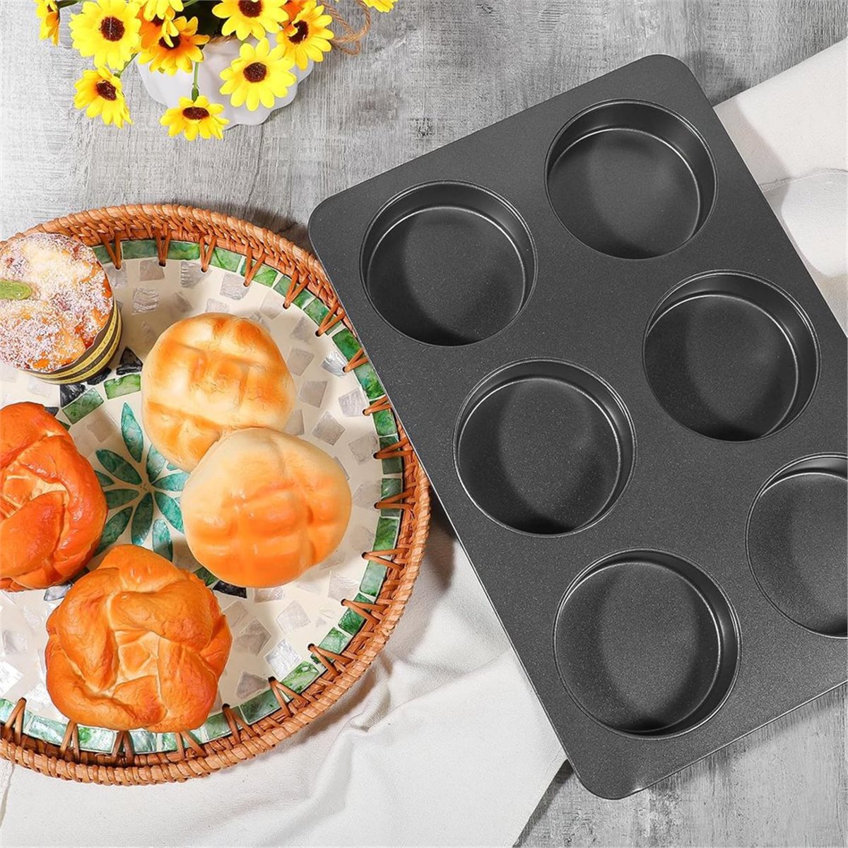 A67T NEW 6 Cup Straight Side J - Muffin Tin Nonstick ulasan dan harga