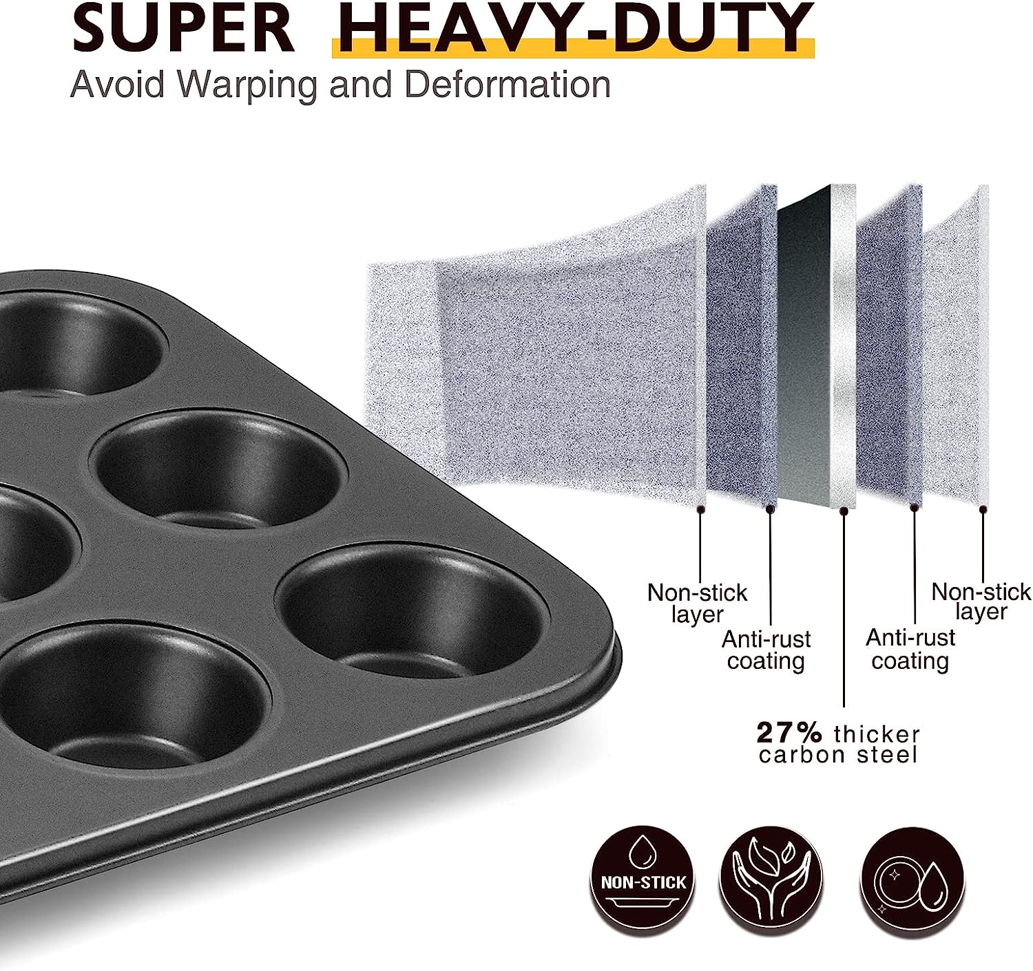 LMETJMA Muffin Tray Cupcake Ba - Muffin Tin Nonstick ulasan dan harga