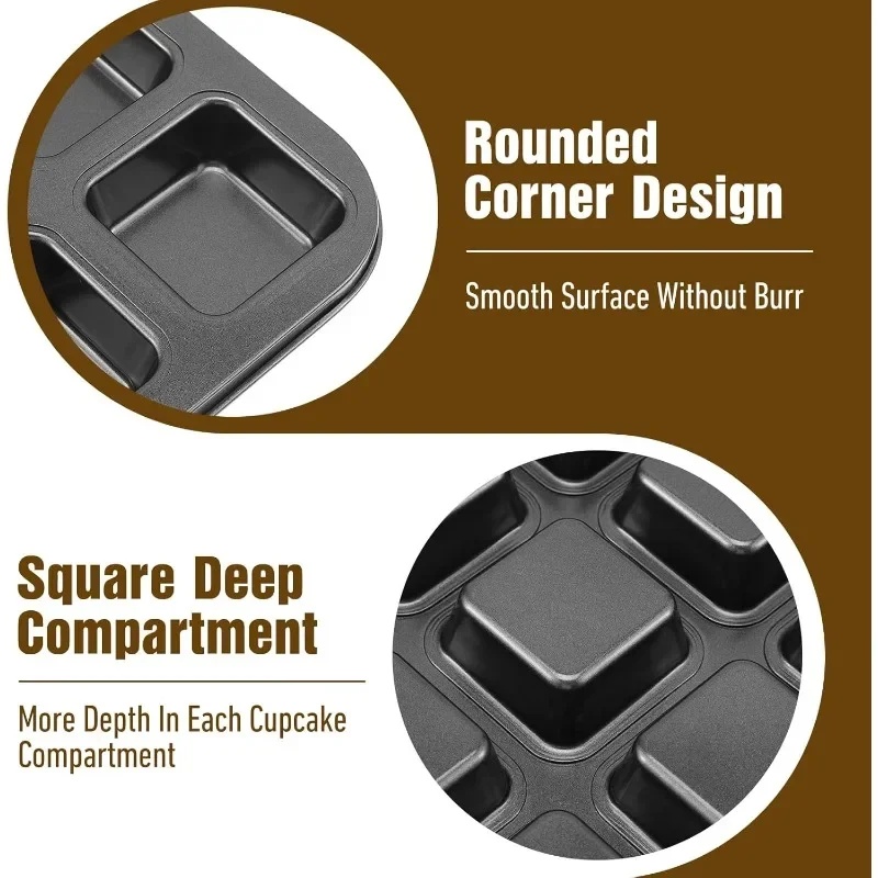 12 Cavity Baking Tray Square M - Muffin Tin Nonstick ulasan dan harga