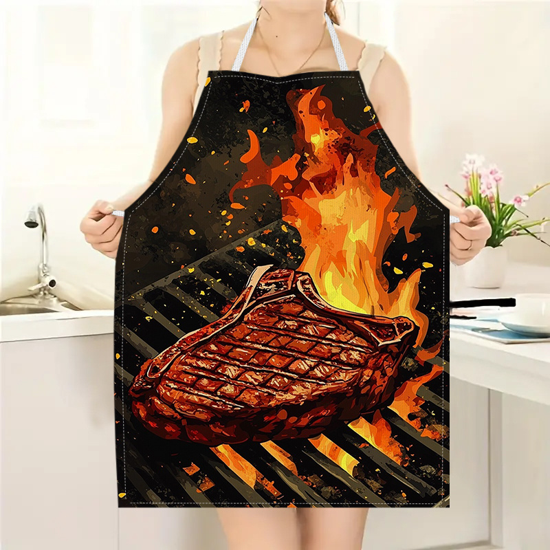 1pc BBQ Steak Apron with Flame - Kitchen Baking Gift Ideas ulasan dan harga