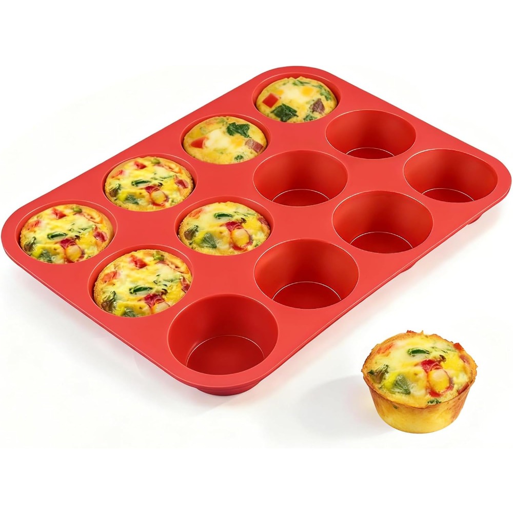 12 Cup Silicone Muffin Pan Non - Muffin Tin Nonstick ulasan dan harga