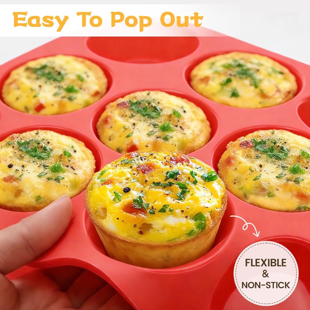 12 Cup Silicone Muffin Pan Non - Muffin Tin Nonstick ulasan dan harga