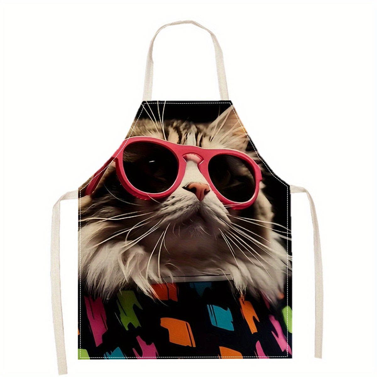 Linen Apron Funny Cat Sunglass - Kitchen Baking Gift Ideas ulasan dan harga