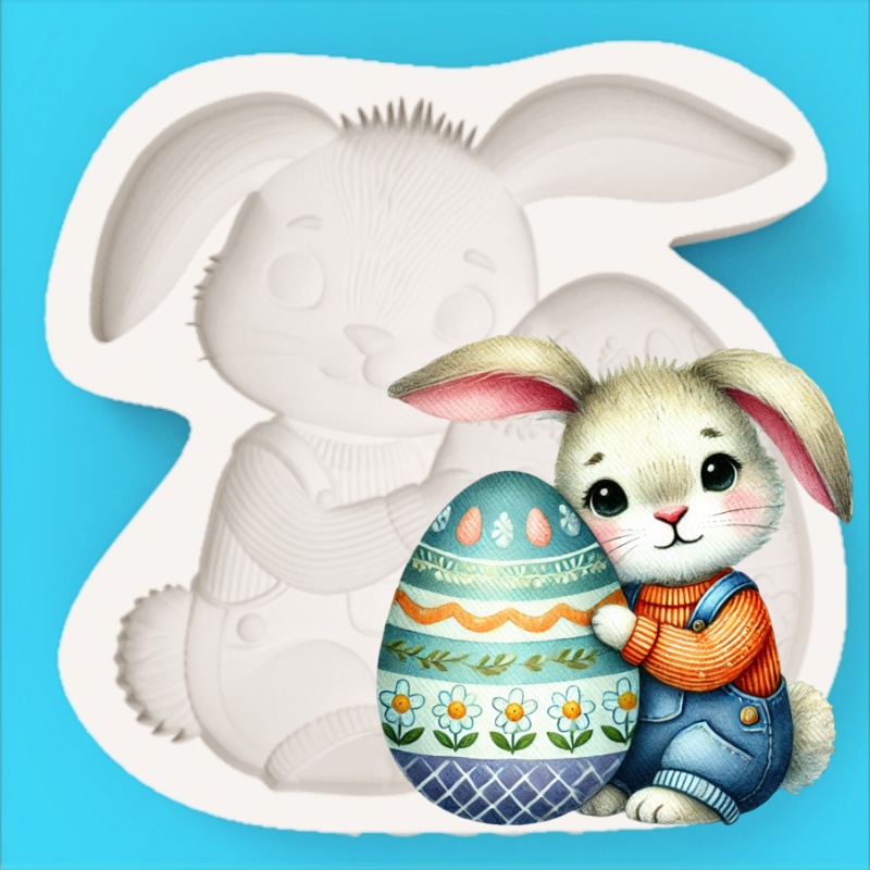 Easter Egg-Holding Bunny Silic - Silicone Cake Mold ulasan dan harga
